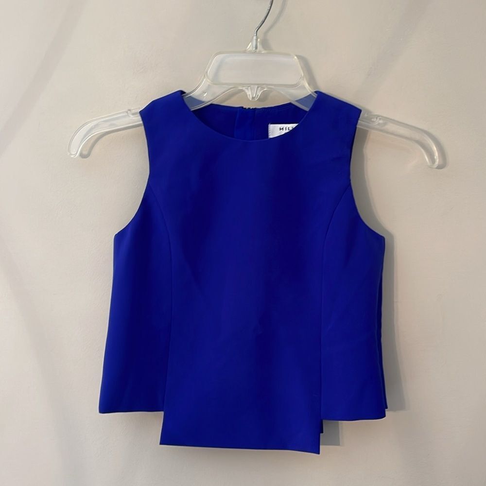 Milly Minis Cady Seamed Top Size 8 Sapphire Blue New with Tags - Picture 2 of 13